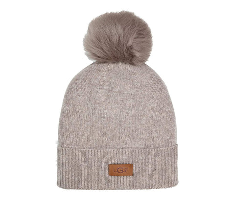 UGG W Luxe Pom Hat Cappello Cuffia Stone Heather 17508