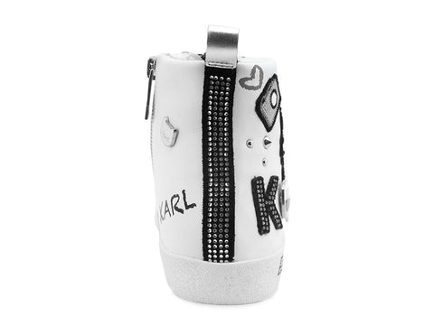 KALR LAGERFELD Skool Sneaker Hi Jewel White Silver KL60156