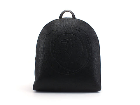TRUSSARDI Faith Backpack Tumbled Zaino Logo Black 75B01025