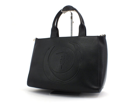 TRUSSARDI Shopper MD Tumbled Borsa Logo Black 75B01032