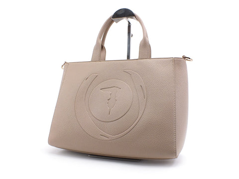 TRUSSARDI Shopper MD Tumbled Borsa Logo Taupe 75B01032