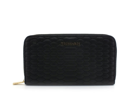 TRUSSARDI Parigi Zip 3 Pocket LG Wallet Portafoglio Black 75W00254