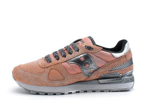 CUSTOM / SAUCONY Shadow Sneaker Coral Black Silver Spray S1108-739