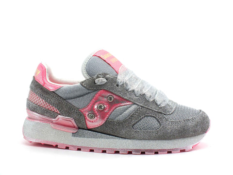 CUSTOM / SAUCONY Shadow Sneaker Grey Vizi Pink Silver Spray S1108-771