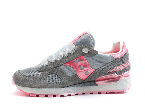 CUSTOM / SAUCONY Shadow Sneaker Grey Vizi Pink Silver Spray S1108-771
