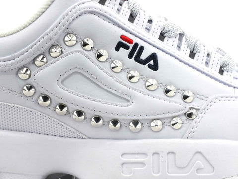 CUSTOM / FILA Disruptor Sneaker Borchie White Silver 1010302.1FG