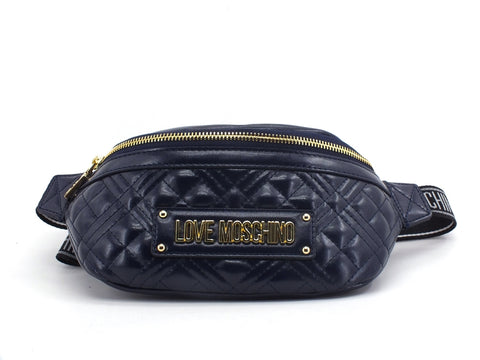 LOVE MOSCHINO Marsupio Quilted Logo Oro Navy Blu JC4011PP1BLA0751