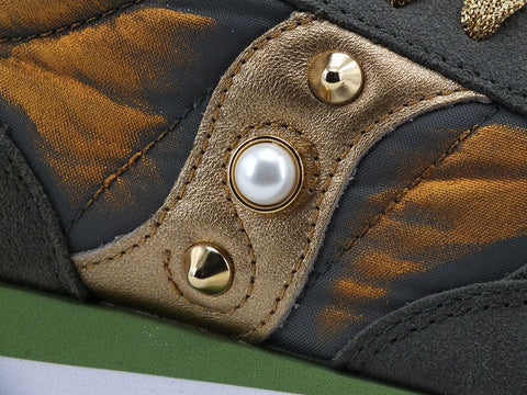 CUSTOM / SAUCONY Jazz Original Sneaker Borchie Olive Gold S1044-535