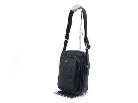 GUESS Tracolla Pelle Rilievo Zip Uomo Black HMBALDPO426