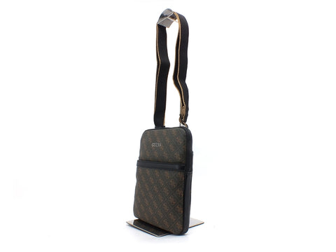 GUESS Tracolla Pelle Loghi Uomo Brown HMVEZZPO424
