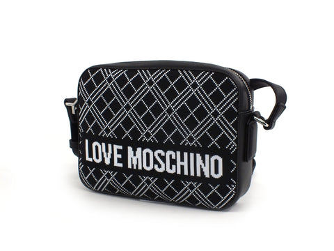 LOVE MOSCHINO Tracolla Borsa Tessuto Logo Bianco Nero JC4072PP1BLL100A