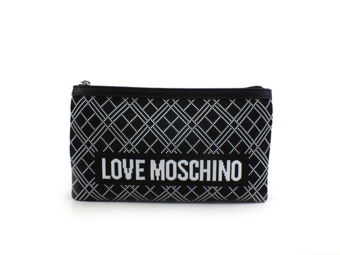 LOVE MOSCHINO Borsa Pochette Tessuto Bianco Nero JC4073PP1BLL100A