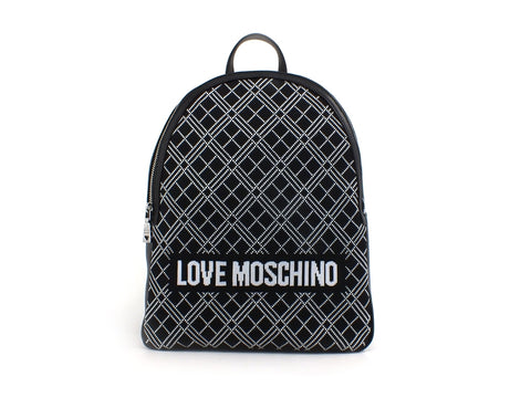 LOVE MOSCHINO Zaino Logo Tessuto Bianco Nero JC4075PP1BLL100A