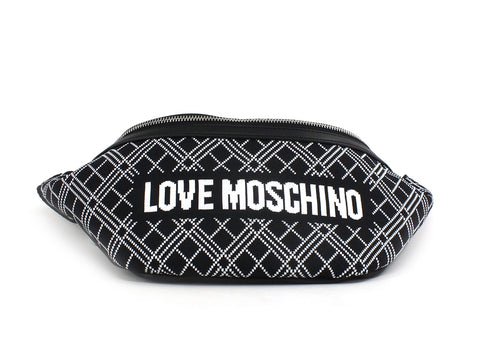 LOVE MOSCHINO Marsupio Logo Tessuto Bianco Nero JC4077PP1BLL100A