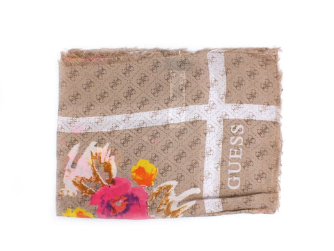 GUESS Sciarpa Kefiah Loghi Flower Light Beige AW8579MOD03