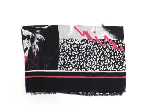GUESS Sciarpa Kefiah Loghi Tricolor Black Pink AW8573MOD03