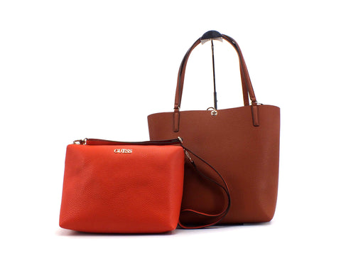 GUESS Alby Borsa Doppia Manici Pochette Cognac VG745523