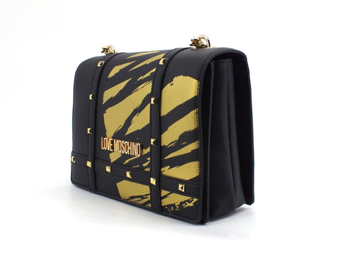 LOVE MOSCHINO Borsa Manici Stampa Nero Oro JC4072PP1CLG100B