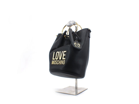 LOVE MOSCHINO Borsa Secchiello Bonded Anelli Logo Nero JC4105PP1CLJ000A