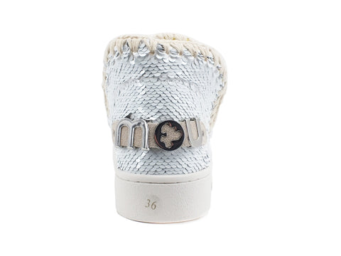 MOU Summer Eskimo Sneaker All Sequins Metallic Logo Stivaletto White Silver MU.SW211001G