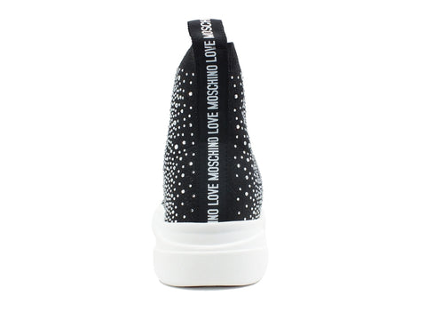 LOVE MOSCHINO Sneaker Calzino Gomma 35 Strass Nero JA15333G1CIZ6000