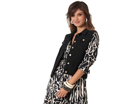 CAFENOIR Gilet Smanicato Pizzo Nero JJ6020