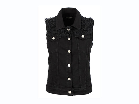 CAFENOIR Gilet Smanicato Pizzo Nero JJ6020