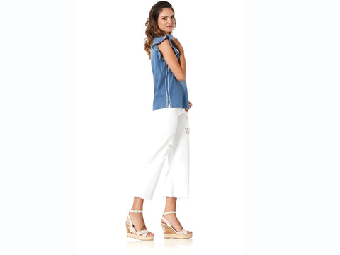 CAFENOIR Camicia Jeans Collo Coreana Blu Medio Chiaro JJ6120