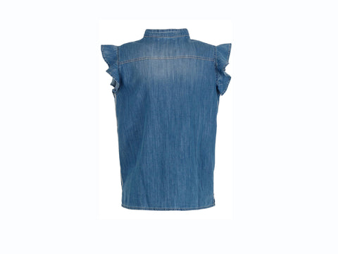CAFENOIR Camicia Jeans Collo Coreana Blu Medio Chiaro JJ6120