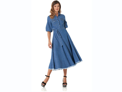 CAFENOIR Abito Lungo Jeans Cintura Blu Medio Chiaro JJ6280