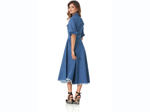 CAFENOIR Abito Lungo Jeans Cintura Blu Medio Chiaro JJ6280