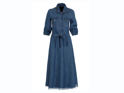 CAFENOIR Abito Lungo Jeans Cintura Blu Medio Chiaro JJ6280
