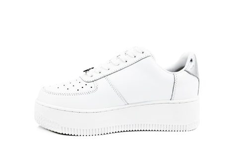 WINDSOR SMITH Sneaker Ox Platform Pelle Logo White Silver RICH