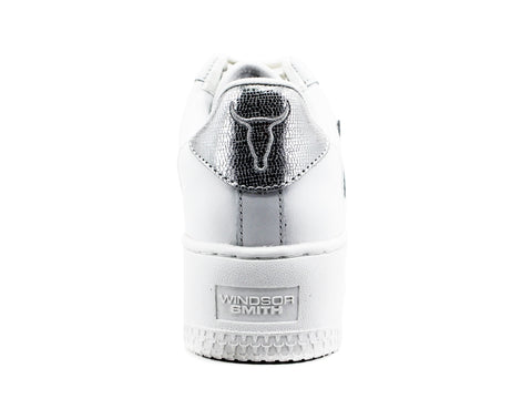 WINDSOR SMITH Sneaker Ox Platform Pelle Logo White Silver RICH