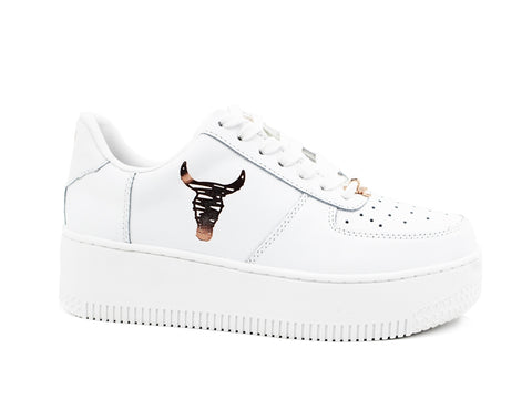 WINDSOR SMITH Sneaker Ox Platform Pelle Logo White Rosegold REMIX