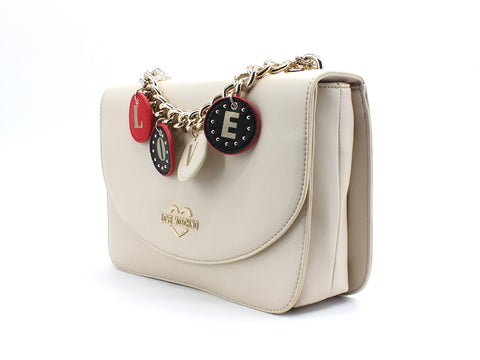 LOVE MOSCHINO Borsa Small Grain Catena LOVE Avorio JC4226PP0BKD0110
