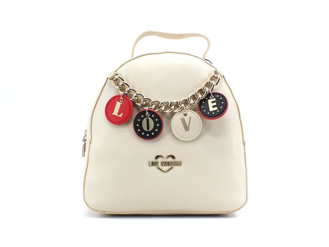 LOVE MOSCHINO Zaino Small Grain Catena Love Avorio JC4225PP0BKD0110