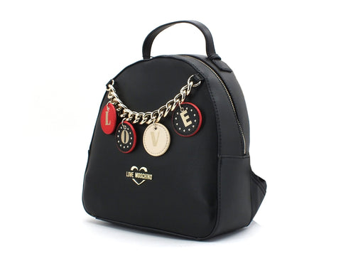 LOVE MOSCHINO Zaino Small Grain Catena LOVE Nero JC4225PP0BKD0000
