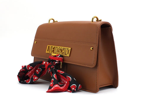 LOVE MOSCHINO Borsa Manico Tracolla Foulard Cuoio Marrone JC4230PP0BKF0200