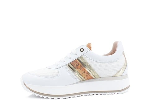 ALVIERO MARTINI 1A CLASSE Sneaker Running Platform Bande Leo Lux White Beige 0931-0030