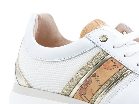 ALVIERO MARTINI 1A CLASSE Sneaker Running Platform Bande Leo Lux White Beige 0931-0030