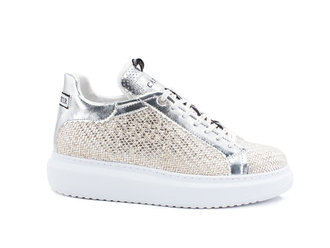CAFENOIR Sneaker Intreccio Laminata Argento DE9230