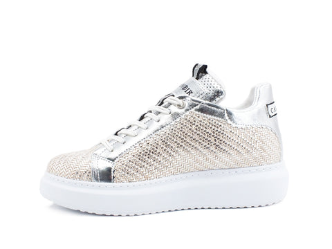 CAFENOIR Sneaker Intreccio Laminata Argento DE9230