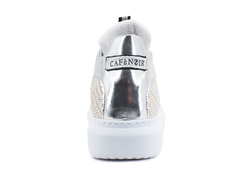 CAFENOIR Sneaker Intreccio Laminata Argento DE9230