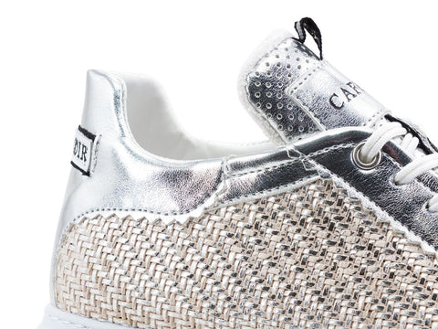 CAFENOIR Sneaker Intreccio Laminata Argento DE9230