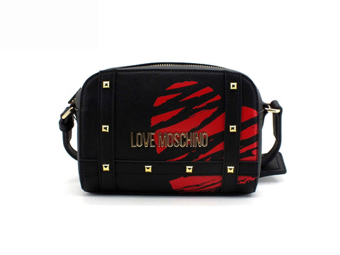 LOVE MOSCHINO Borsa Pochette Borchie Stama Cuore Nero Rosso JC4074PP1CLG100A