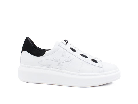 PATRIZIA PEPE Sneaker Pelle Logo White Black 2V9708-A3KW