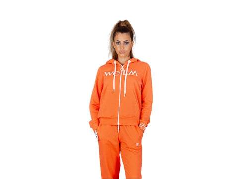 WOLM Felpa Cerniera Cappuccio Donna Logo Orange Coral 21PEW100