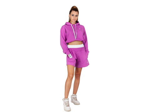 WOLM Felpa Cropped Cappuccio Logo Violet 21PEW106