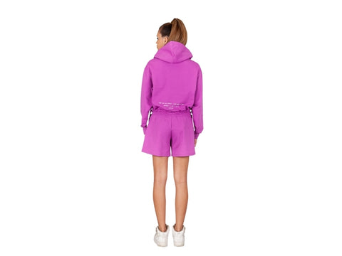 WOLM Felpa Cropped Cappuccio Logo Violet 21PEW106